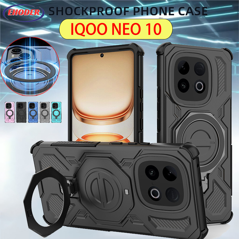 Ốp Cho iQOO Neo 10 5G 2025 Ốp Điện Thoại Chống Sốc Xoay Kim Loại Từ Tính Giá Đỡ Nhẫn Dành Cho iQOONe