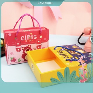 Túi hộp quà tặng Gấu Dâu cho bé kèm khay có quay xách xinh xắn Kami store