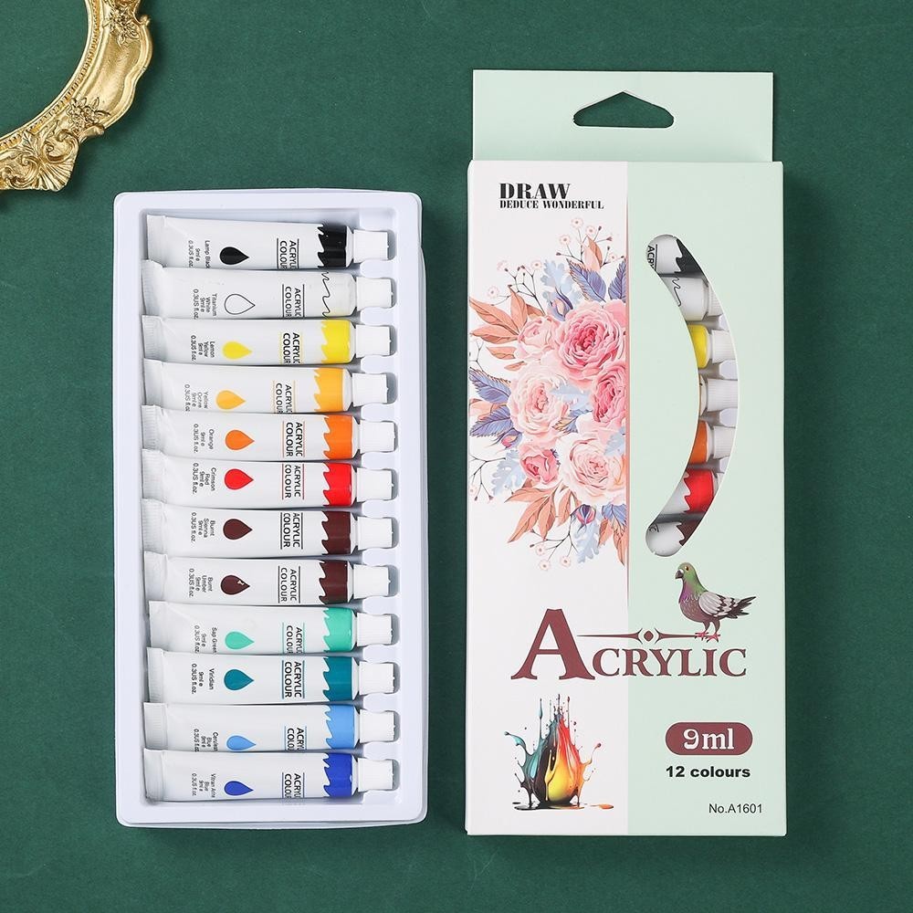 12 màu sơn màu Acrylic màu nước màu đã thiết lập các ống 9ML cho nghệ thuật sinh viên, trang bị trường học vẽ Graffiti