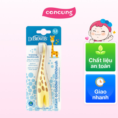 Bàn chải đánh răng cho bé hình con hươu cao cổ Dr.Brown (0-3 tuổi)