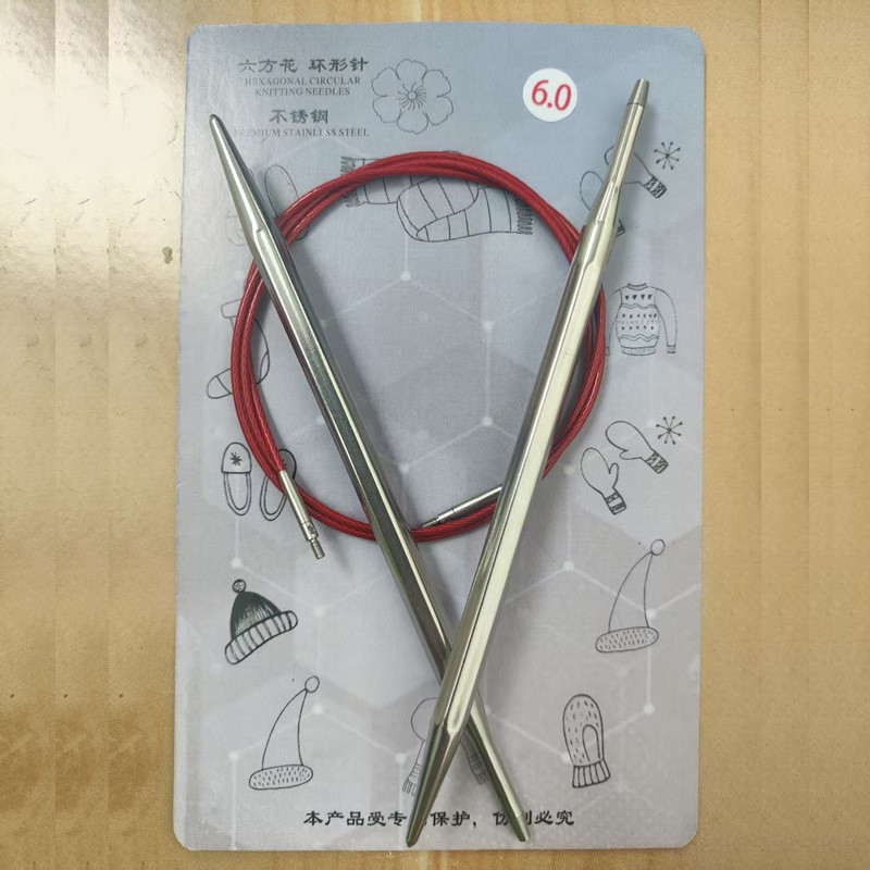 6mm Bằng Sáng Chế Lục Giác Có Thể Tháo Rời Vòng Kim Bề Mặt Bóng Thép Không Gỉ Vòng Áo Len Kim Len Đa