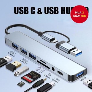 Cổng USB HUB 8 trong 2 Loại C Mở Rộng Với Đầu Đọc TF SD 3.5mm PD Đầu Ra Âm Thanh Cho Laptop PC