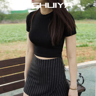DEHUIYA áo phông áo thun nữ croptop baby tee phổ biến Cute Trendy Korean WTX2440BKI 28Z240707