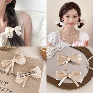 Kẹp tóc nơ vải ren ngọt ngào thời trang MH cho nữ
