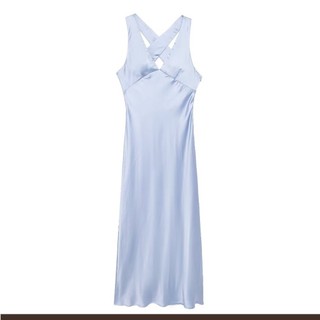 Zara Châu Âu Phong Cách Mỹ Nữ Phong Cách Mới 2024 Thời Trang Màu Trơn Lụa Satin Họa Tiết Quạt Váy Sáo3272399