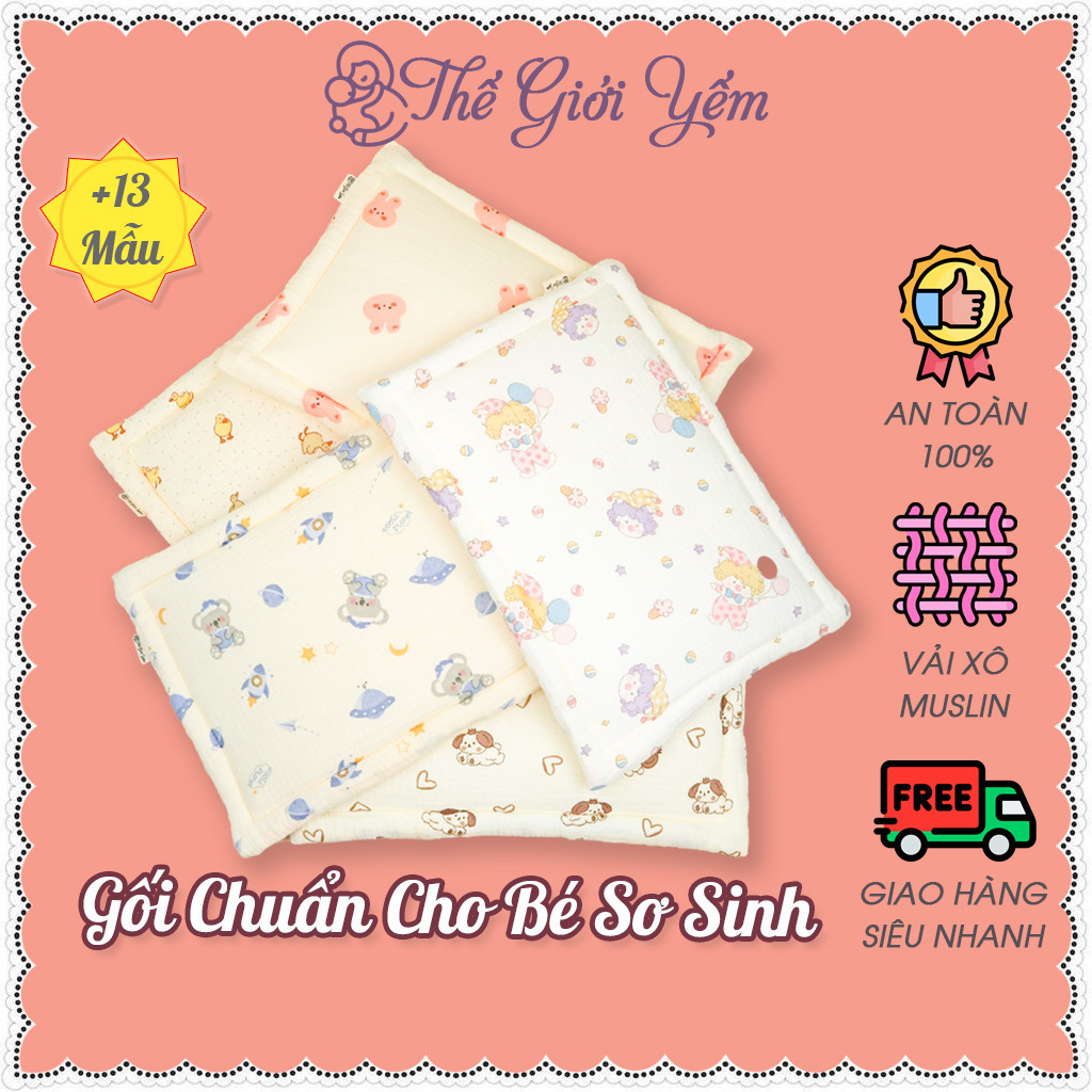 Gối Xô Muslin Tree Cho Bé Sơ Sinh Mềm Mịn Thấm Hút Mồ Hôi An Toàn Cho Bé Từ Sơ Sinh 0 Đến 1 Tuổi Thế Giới Yếm