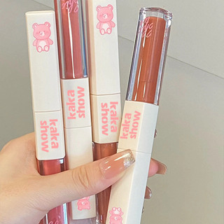 Hot Sale#kakashowGummy Bear Double-Headed Lip Lacquer Matte Finish Velvet Mirror Water Light Not Easy to Fade Student LipstickRX5L