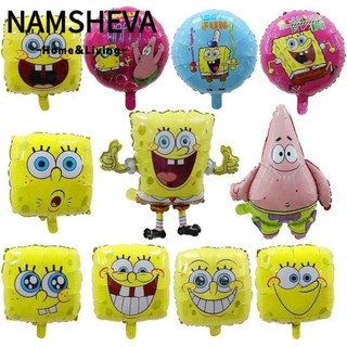 NAMSHEVA Chiếc Bong Bóng SpongeBob, Phim Nhôm Vuông Quần Trang Trí Tiệc Sinh Nhật, Đồ Chơi Trẻ Em Hoạt Hình Patrick Ngôi Sao Nhôm Lá Bóng