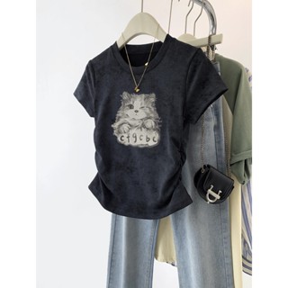 XUANMO Local brand Áo baby tee Áo Thun ôm body Áo y2k 100% cotton Áo Phông Ngắn Tay Nữ Áo phông tôn dáng tôn dáng mẫu mới mùa hè 2025