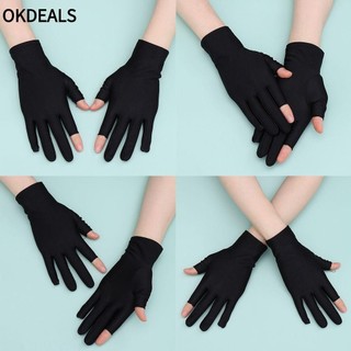 Okdeals Găng Tay Thể Thao Hở Ngón Bằng Spandex Mỏng Co Giãn Hai Ngón Thoáng Khí Chống Nắng Bảo Vệ Màn Hình Cảm Ứng Nhiều Màu Sắc Cho Nam/Nữ/Nữ Khi Lái Xe