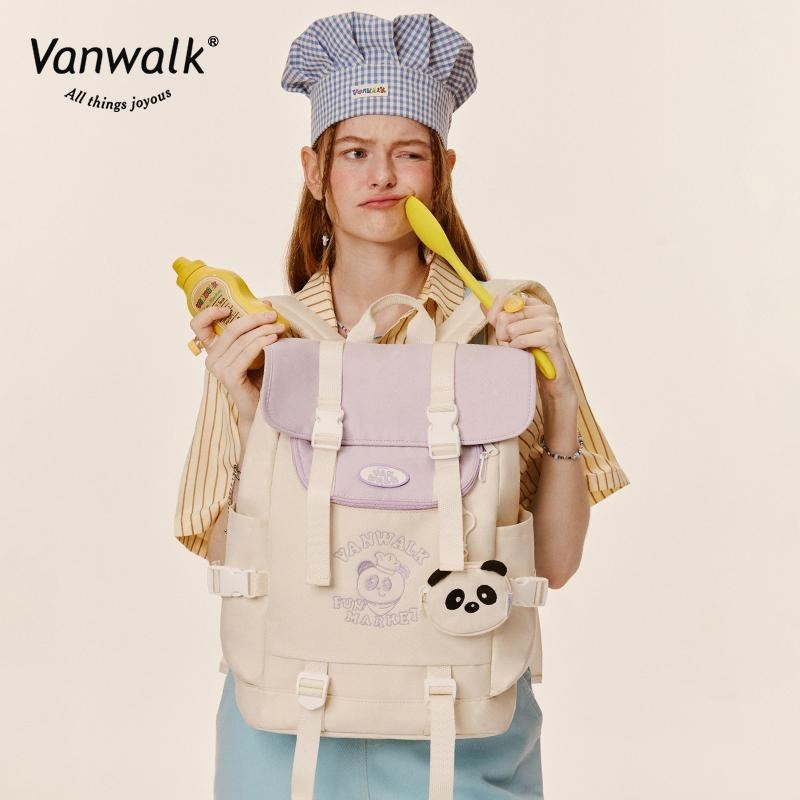 Vanwalk Balo học sinh Nhẹ nhàng Đa ngăn balo nữ balo đi học Đi học Dã ngoại Quà tặng miễn phí Giao h