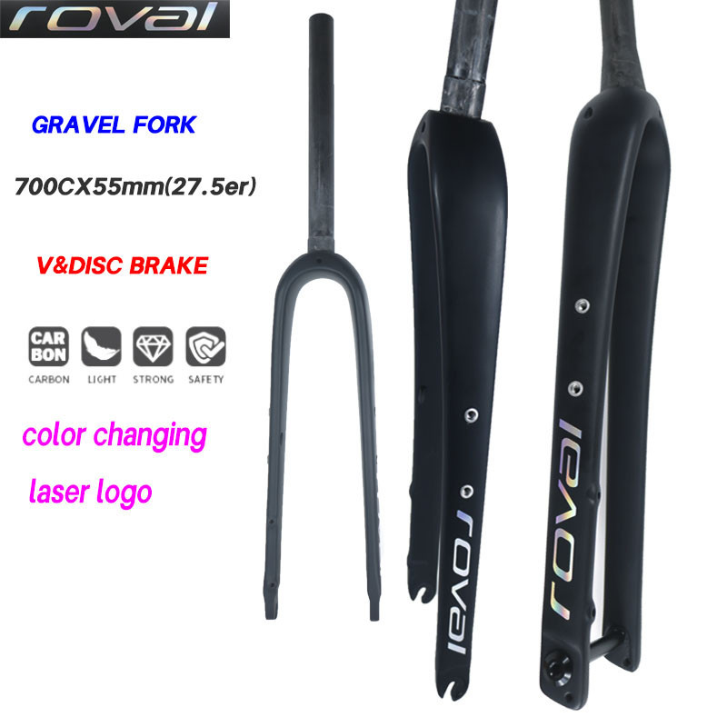 Roval Carbon Phuộc Sỏi Cyclocross Carbon Road Xe Đạp Phuộc Trước 700C * 55C 1-1 / 8 "Thẳng / Côn Ống