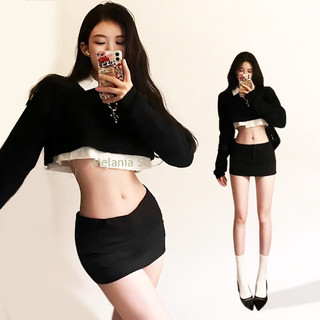  Chân Váy Thun Ngắn Ôm Sát Body Có Quần Trong chân váy ngắn mini skirt fit form Melania SG 