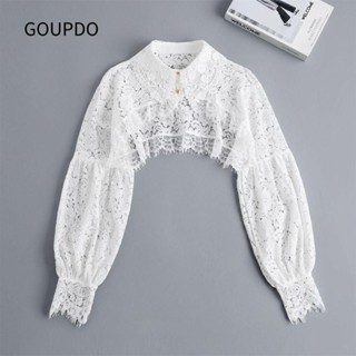 GOUPDO Cổ giả, Khăn choàng chống nắng ren hoa, Áo khoác voan dáng rộng dễ thương cho bé gái