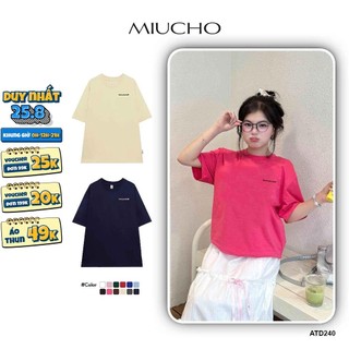 Áo thun nữ form rộng ATD240 Miucho cotton cổ tròn in basic