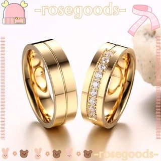 SIRENXI cưới mạ vàng 18K đính đá zirconia làm từ thép không gỉ thời trang trẻ trung cho cặp đôi