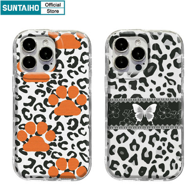 Suntaiho Thẩm Mỹ Độc Đáo Da Báo Họa Tiết Bướm Ốp lưng Iphone 15 14 12 13 11 Pro Max IP 7 8 Plus Iphon X Xs XR Xs Max TPU Mềm Cao Cấp Chống Sốc Ốp Lưng