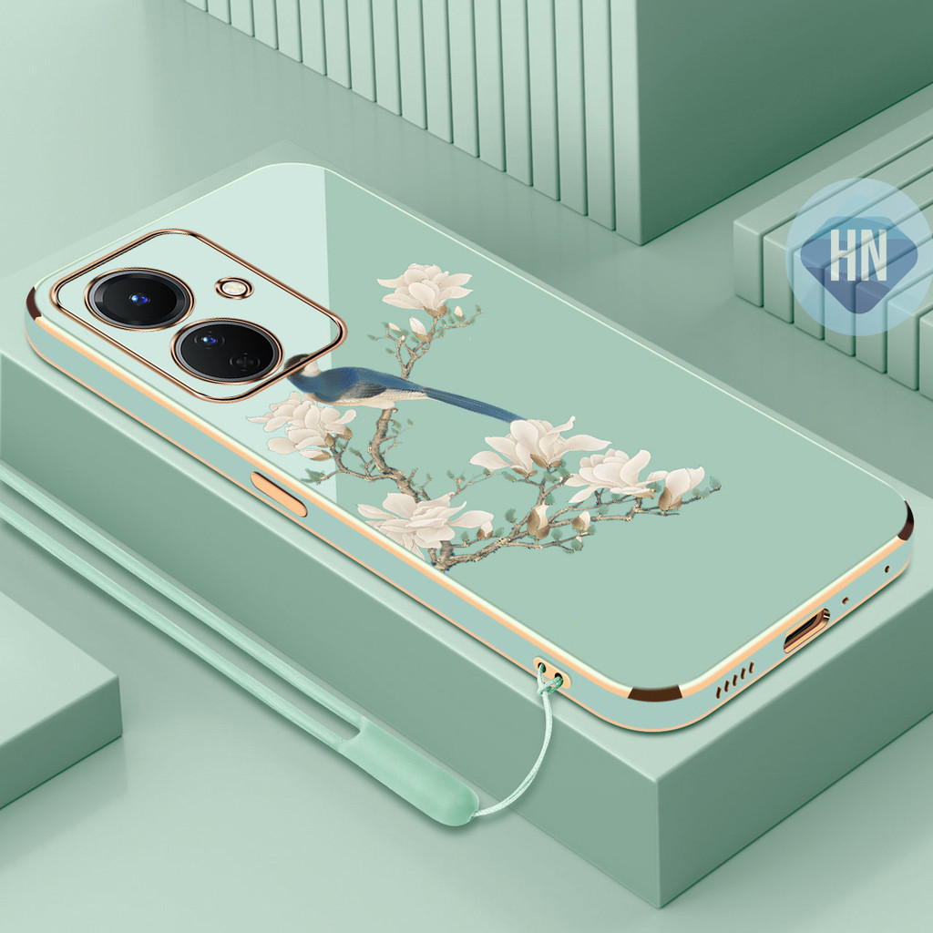 Ốp lưng OPPO reno 11f 5G Tùy chỉnh màu trắng lan chim mạ silicone TPU nhà ở