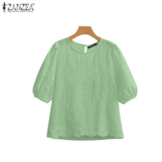 Zanzea Áo sơ mi nữ thêu hoa cúc hàng ngày kiểu Hàn Quốc