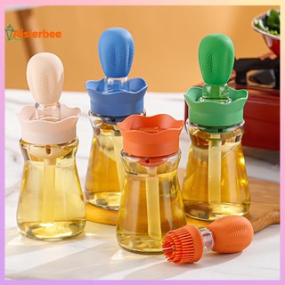 Chai dầu thủy tinh Aislerbee 200ML 2 trong 1 có bàn chải silicon Quy mô rõ ràng Kiểm soát định lượng Lông mềm Sáng tạo Hộp đựng dầu ô liu cho nhà bếp