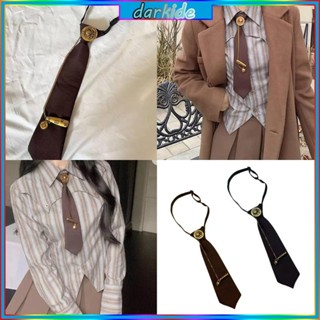 Tối Nữ Nam Sinh Viên Nhật Bản Có Thể Điều Chỉnh Pre Buộc Dây Vintage Kim Loại Gấu Huy Hiệu Dây Xích Cà Vạt Đồng Nhất Cổ Áo Sơ Mi Co