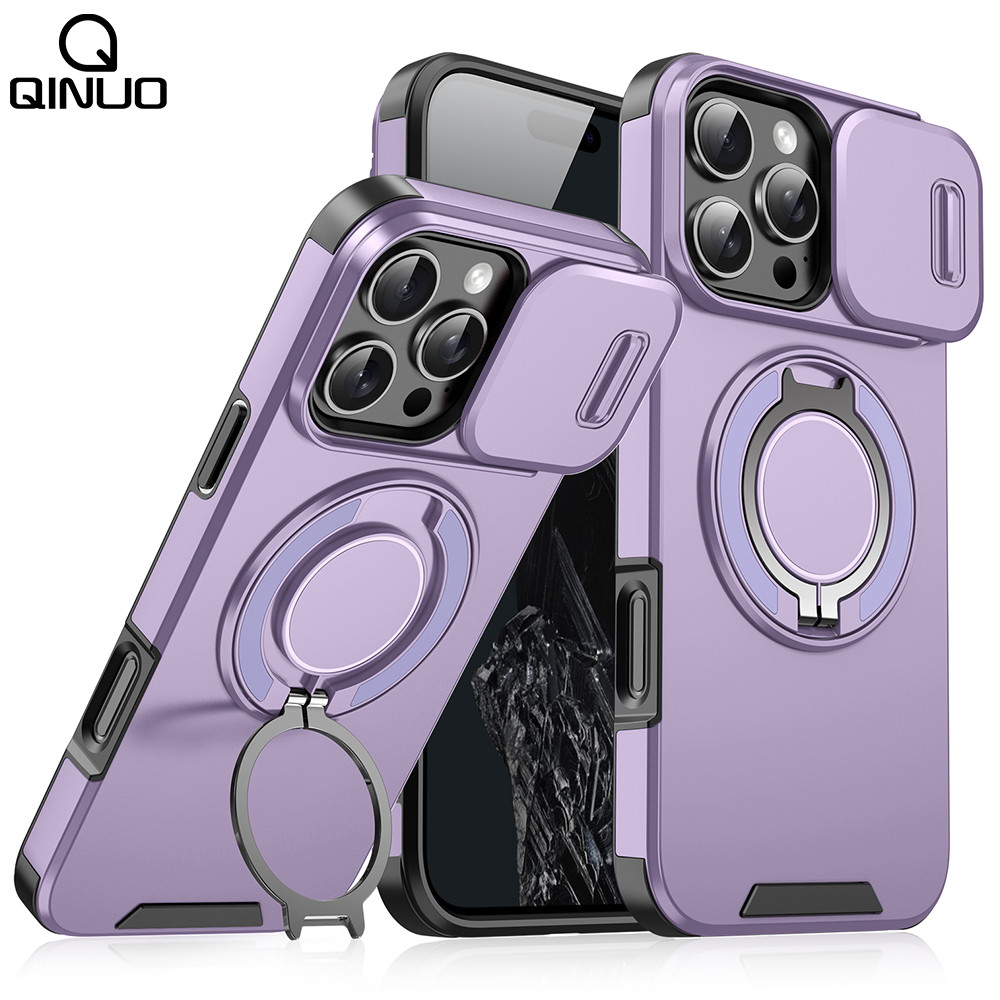 Ốp Bảo Vệ Camera Trượt Giáp Hạng Nặng Cho iPhone 16 15 14 13 12 11 Pro Max Plus Từ 360° Nắp đứng vòng xoay