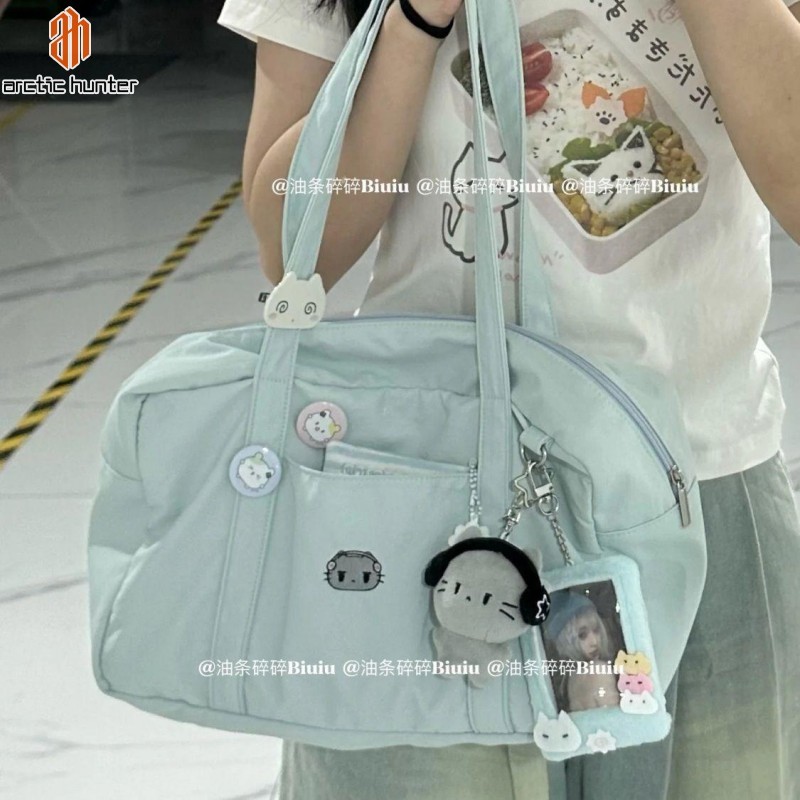 Arctic Hunter Mới Mèo Con Thêu Bạc Hà Xanh Túi Tote Du Lịch Dung Tích Lớn Túi Tote