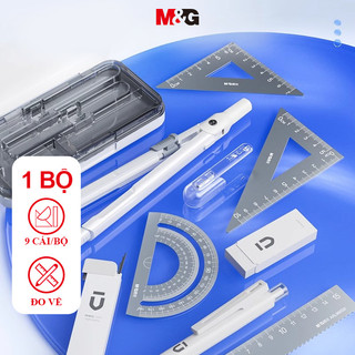 M & G Bộ Bút Chì La Bàn Thước Vẽ Thi Tam Giác Thước Protractor ACS908F1 Bút Chì La Bàn Thước 9 Chiếc 1 Bộ MO