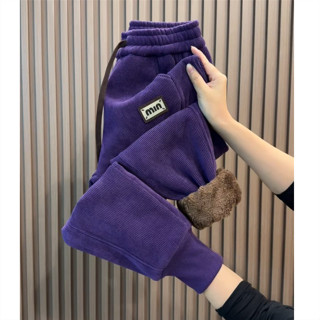 Phiên bản Hàn Quốc của quần thể thao kiểu tây thời trang dễ phối đồ mẫu mới quần nữ dày dặn lót nhung màu macaron quần harem thon gọn rộng rãi giản dị đơn giản mùa thu và mùa đông mẫu mới đi làm quần âu cạp cao bo gấu sành điệu instagram