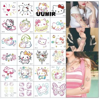 UUMIR Nhãn dán hoạt hình, Hình xăm tạm thời dễ thương Hello Kitty, Nhãn dán nhân vật Anime Kuromi chống thấm nước không độc hại