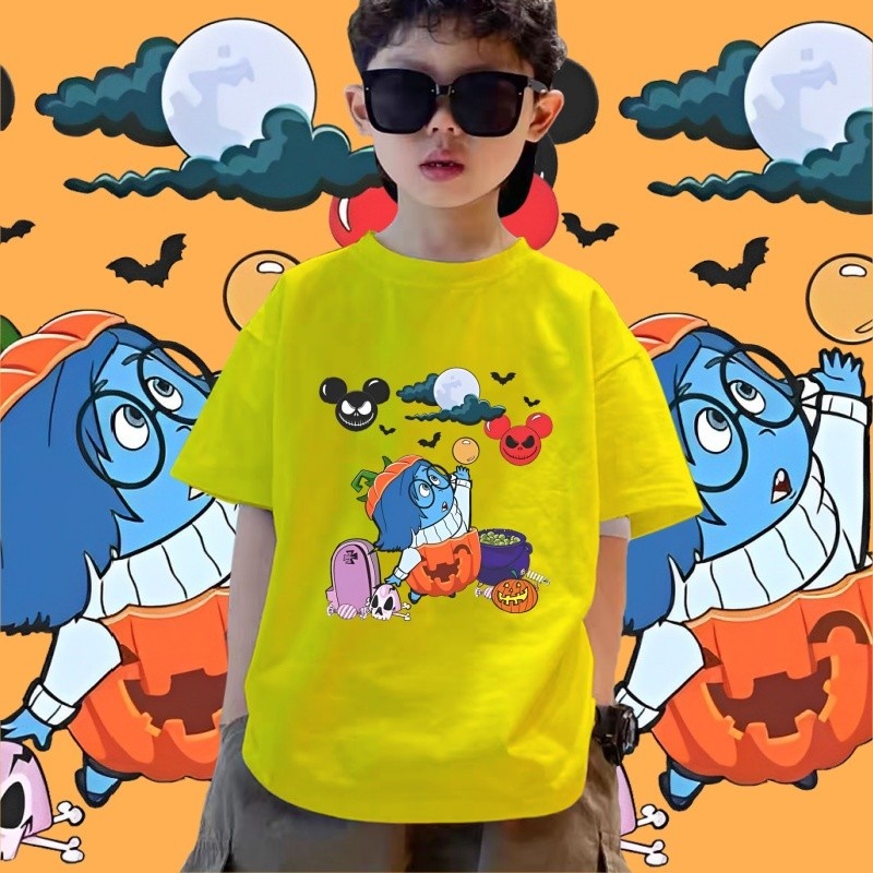 Áo thun trẻ em INSIDE OUT 2 & Halloween Vải Cotton mềm có 8 màu. Quần áo 100-150 015