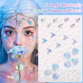 1 / 2 Tờ 3D Bướm Nhiều Màu Sắc Tự Dính Hình Xăm Tạm Thời-ĐẸP Mắt Cơ Thể Kim Cương Giả Trang Trí Miếng Dán-Mặt Vỏ Nàng Tiên Cá Miếng Dán