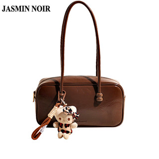 Jasmin NOIR Dầu Da PU Retro Vintage Mặt Dây Chuyền Gối Bowling Túi Xách Nữ Túi Đeo Vai