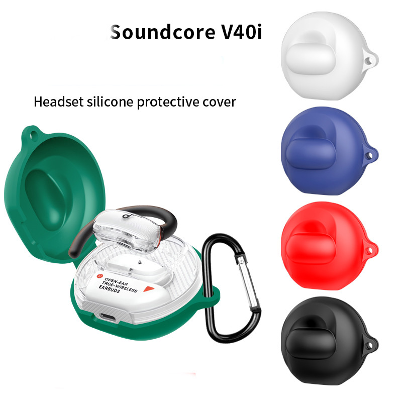 Ốp Lưng Silicon Có Carabiner Bảo Vệ Da Chống Sốc Tai Nghe Nhét Tai Cho Anker Soundcore V40i