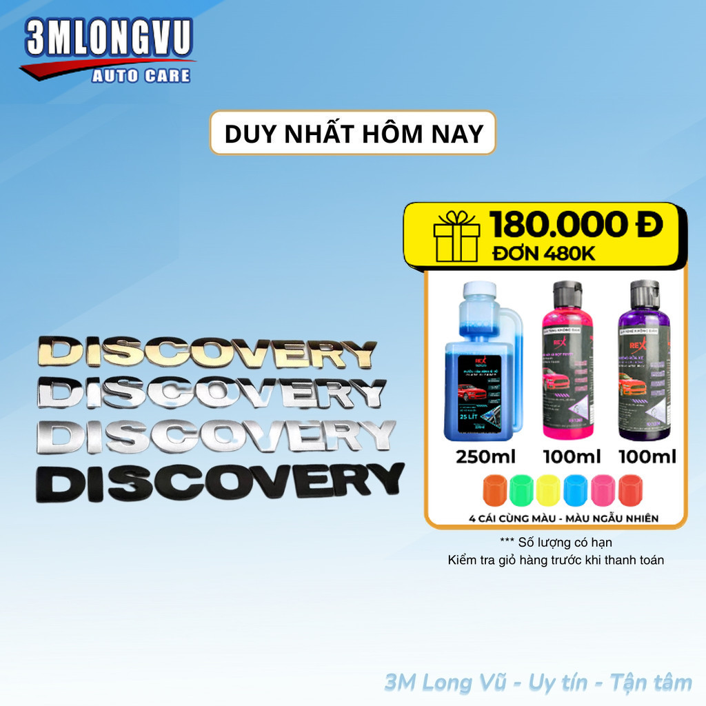 [CHÍNH HÃNG] Tem DISCOVERY chữ nổi trang trí xe hơi ô tô - Hàng Chính Hãng