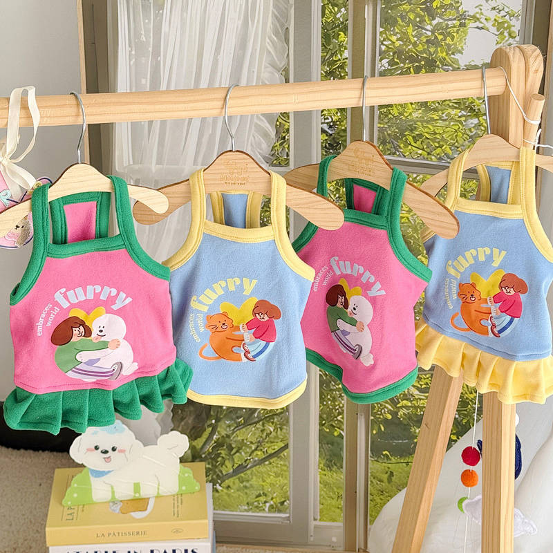 Spring and Summer Pet Dog Cat Clothes Camisole Small Dog Cat Printing Cute Comfortable Pet Clothes 4