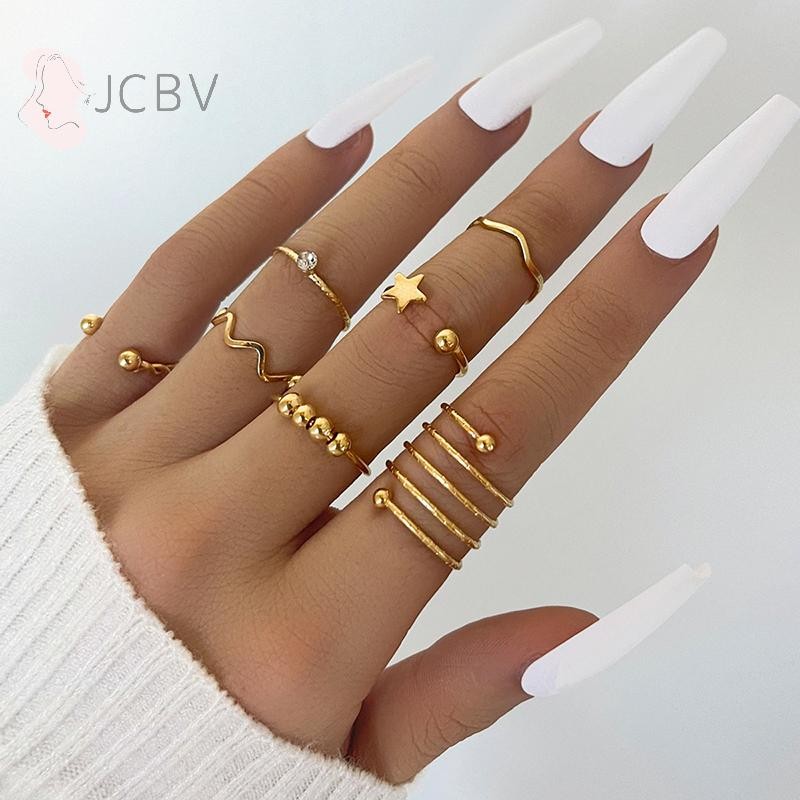 [JCBV] 7Pcs/set Bohemian Open Adjustable Ring Set Rings For Women Jewelry Ring Set Birthday Annivers