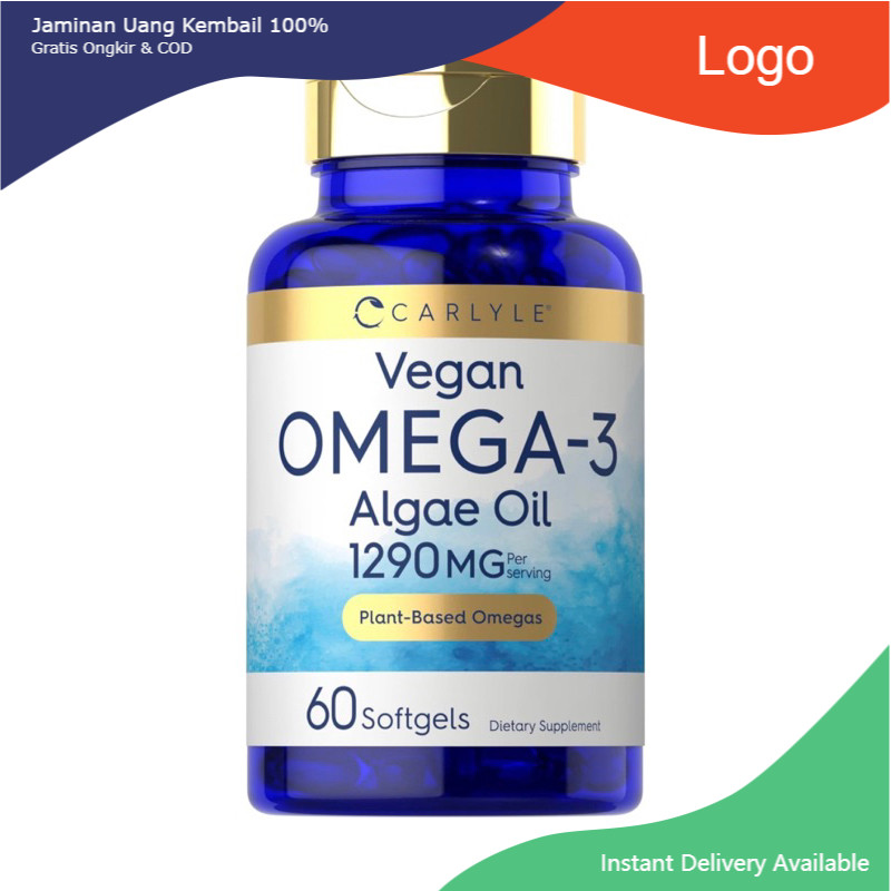 TPBVSK Omega 3 Triple strength - Dầu tảo chay Omega 3 liều cao Carlyle Vegan Algae oil 60v USA