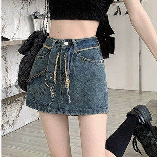  Quần giả váy jean nữ ngắn dáng chữ a cạp cao xanh đen tôn dáng cá tính GV03 CCH 