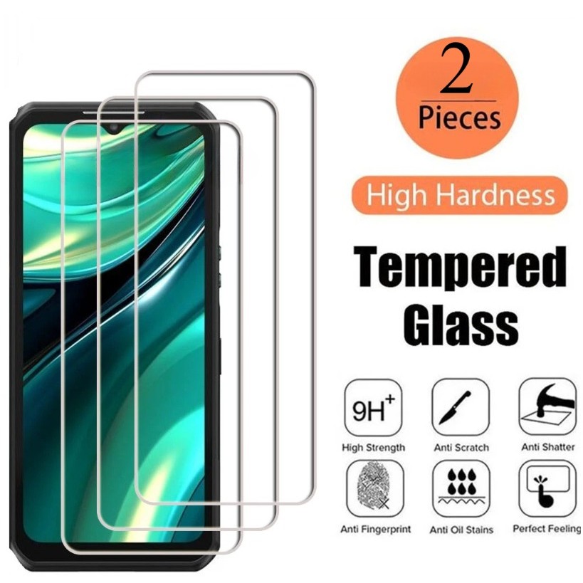 2 Chiếc Bảo Vệ Màn Hình Kính Cho Oukitel WP52 WP50 WP39 WP38 HD Kính Cường Lực Cạnh Đen Trong Suốt C