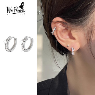  WeFlower Vòng bông tai bạc s925 pha lê ngôi sao thanh lịch dành cho nữ 