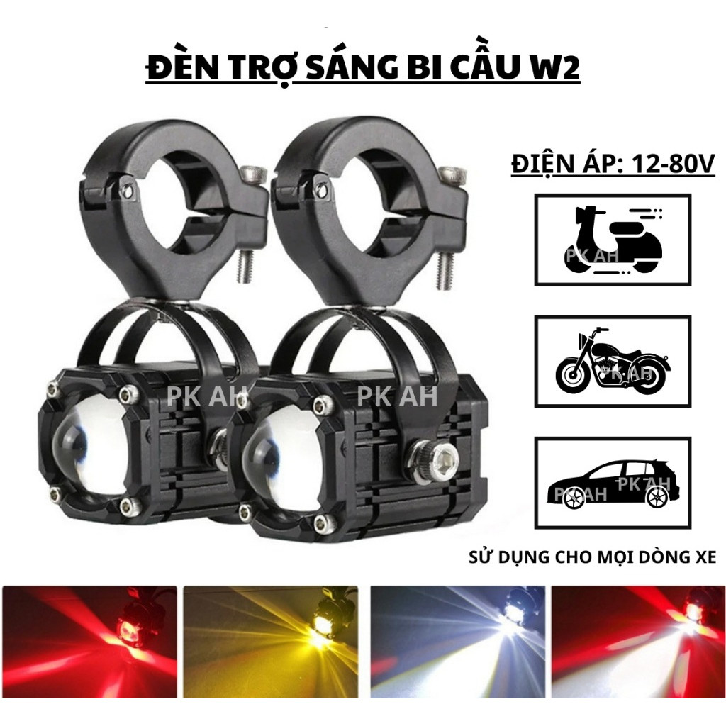 Đèn Trợ Sáng W2 Bi Cầu Mini 4 Chế Độ - Kiểu Mắt Quỷ | Auto Passing DC 12-80V lắp như zin