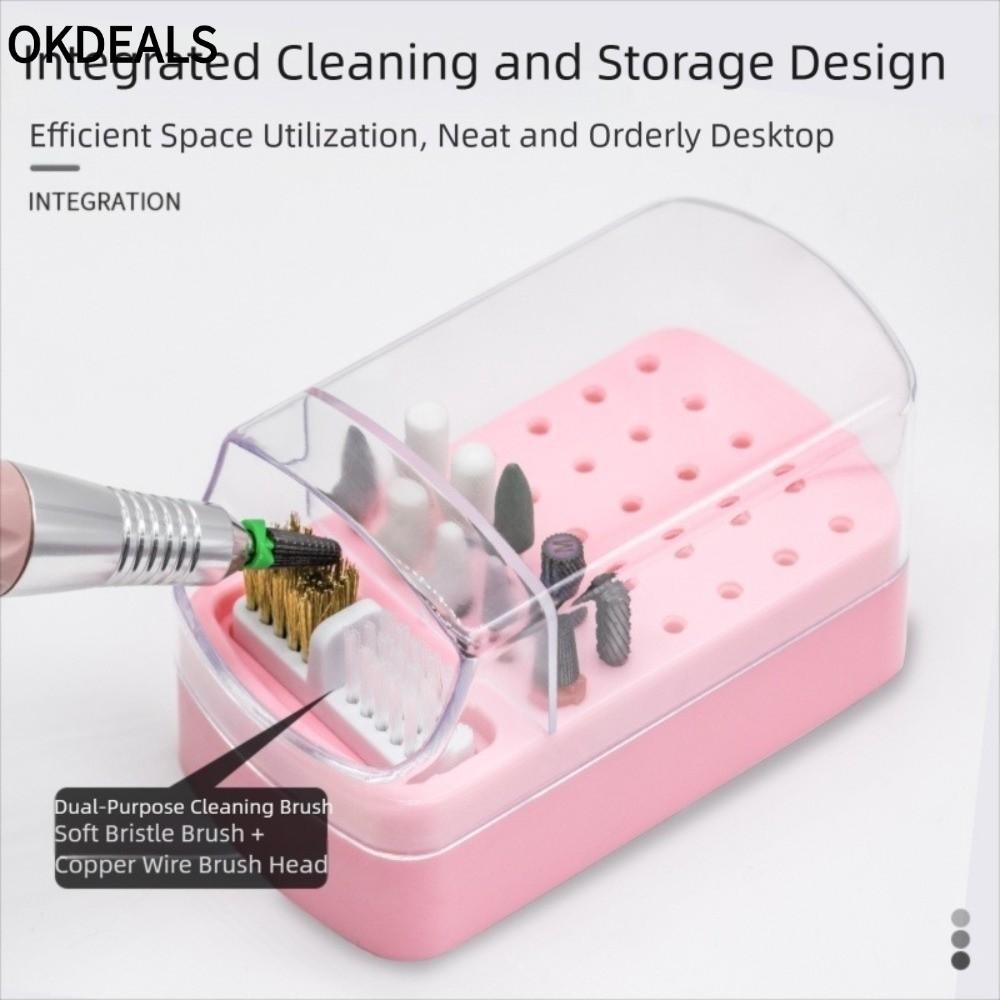 OKDEALS Nail Art Display Stand, Hộp sắp xếp mũi khoan móng tay Acrylic 30 lỗ, Salon làm móng tay cầm