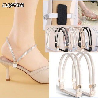 Liaoyue dây đeo nữ sáng bóng pha lê đàn hồi cao gót chống mất dây giày gót dây đeo giày cao gót xăng đan giày cao gót nữ cảm giác kim cương giả gót cao gót với mũi mở bạc gm2470rtx