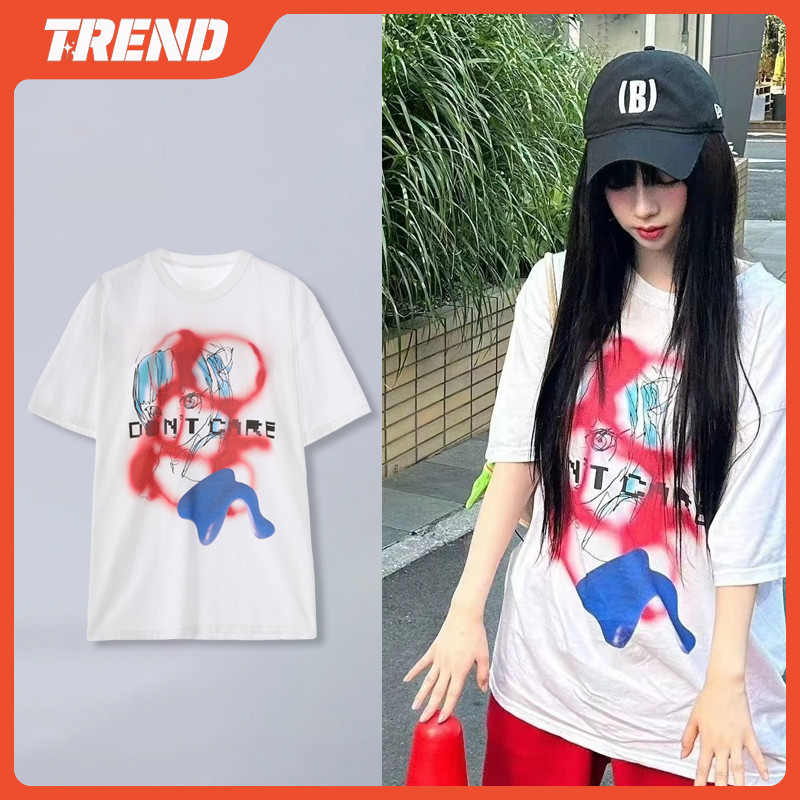 Áo thun Cotton KPOP AESPA KARINA cỡ lớn thời trang Hàn Quốc dáng rộng “DON `T CARE ” Áo thun ngắn tay in hình dành cho nam và nữ Áo sơ mi thường ngày đường phố mùa hè Tee | BigBuy360 - bigbuy360.vn