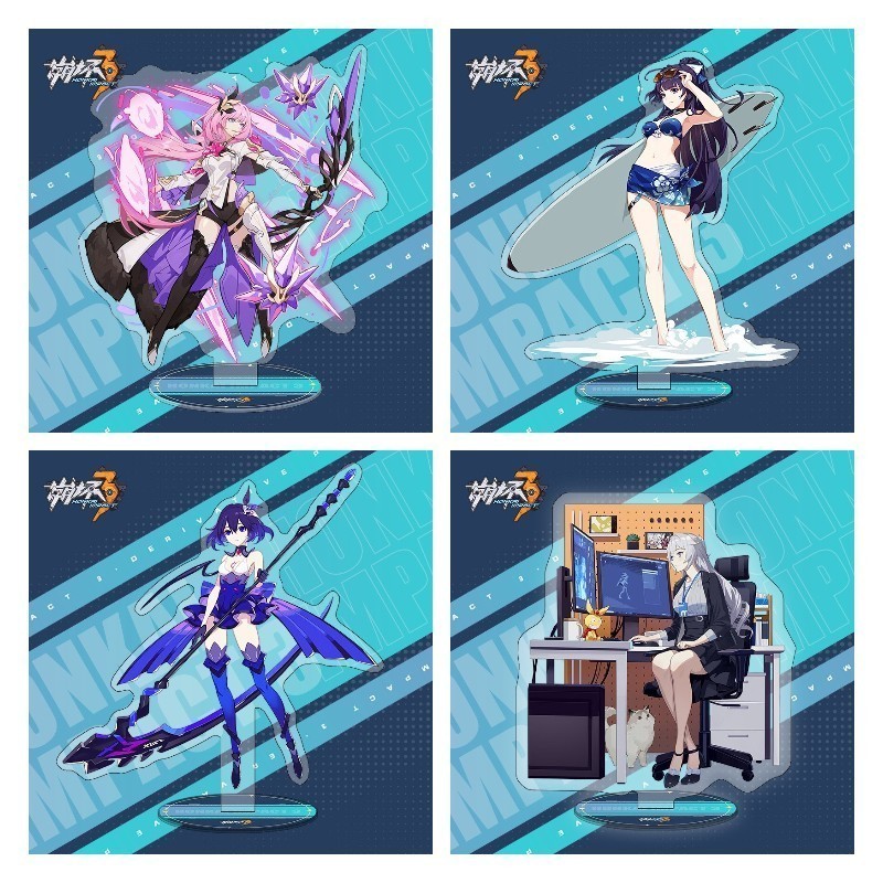 Móc Khoá, Standee, Tranh Kính Mô Honkai Impact 3 Elysia Seele Vollerei Game Anime Trang Trí Bàn Học,