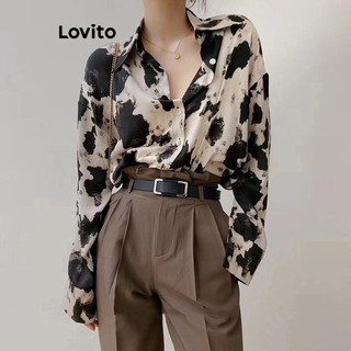 Lovito Áo sơ mi họa tiết da báo thanh lịch dành cho nữ LNL55005