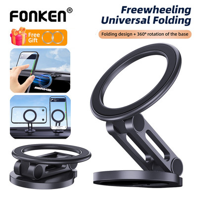 Giá đỡ điện thoại ô tô từ tính có thể gập lại Fonken Universal 360° Giá đỡ xe xoay cho iPh15 14 Pro Max Huawei Samsung