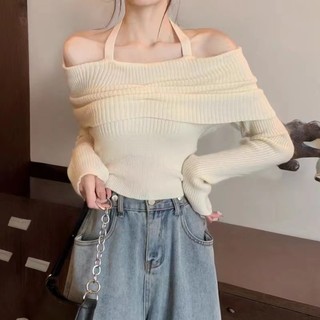 C & M Áo len dệt kim nhẹ nhàng kiểu Pháp dành cho nữ cổ cao vừa vặn Áo len thiết kế không đều