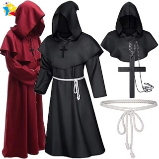 Nhà Sư Trung Cổ Phù Thủy Trang Phục Cho Halloween Cos Biểu Diễn Sân Khấu Nam Nữ Anime Cosplay Linh Mục Friar Áo Quần Áo